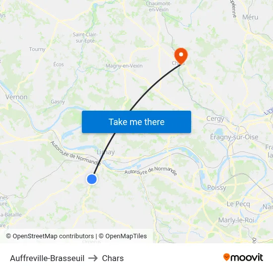 Auffreville-Brasseuil to Chars map