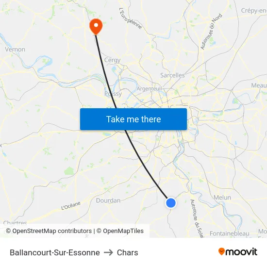 Ballancourt-Sur-Essonne to Chars map