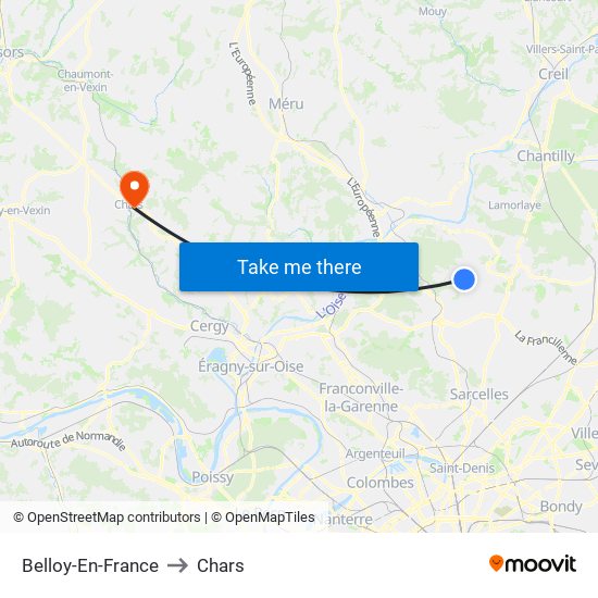 Belloy-En-France to Chars map