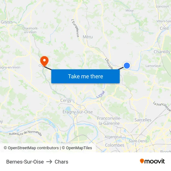 Bernes-Sur-Oise to Chars map