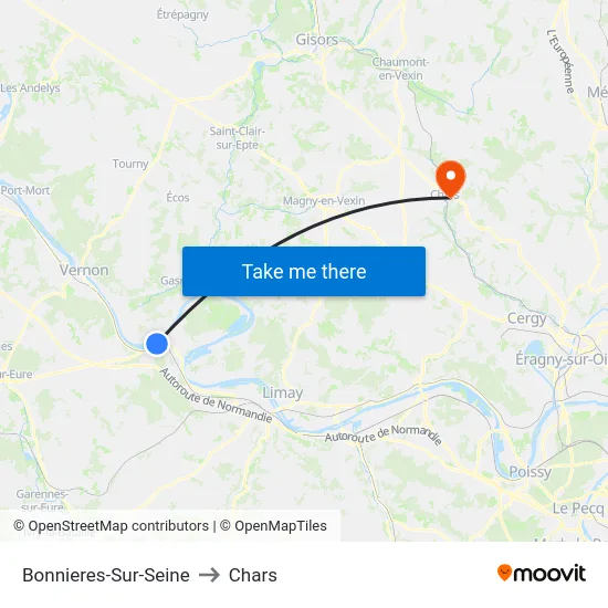 Bonnieres-Sur-Seine to Chars map