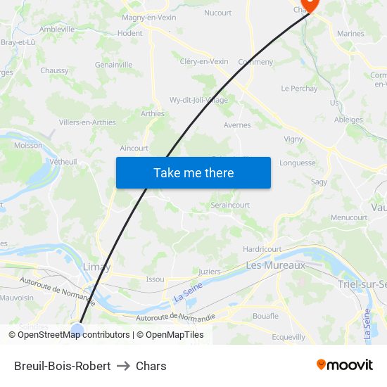 Breuil-Bois-Robert to Chars map