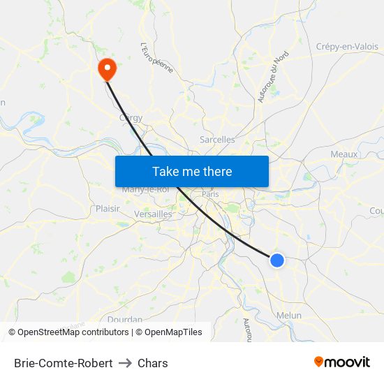 Brie-Comte-Robert to Chars map