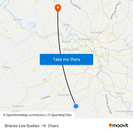 Brieres-Les-Scelles to Chars map