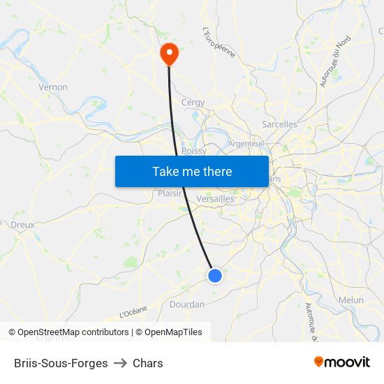 Briis-Sous-Forges to Chars map