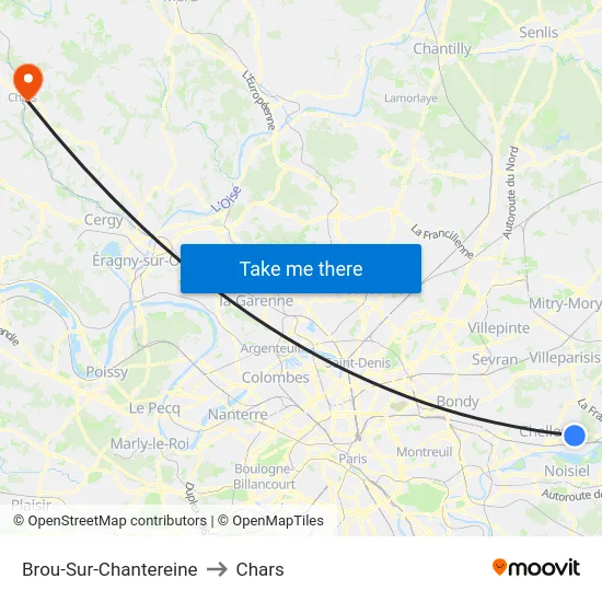 Brou-Sur-Chantereine to Chars map