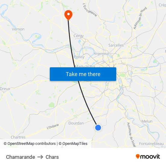 Chamarande to Chars map
