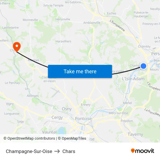 Champagne-Sur-Oise to Chars map