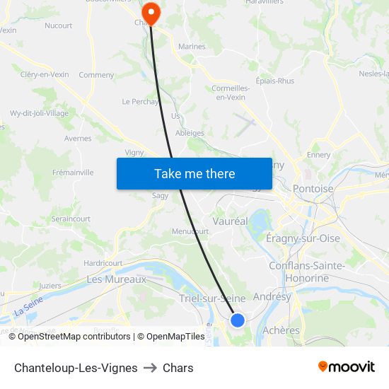 Chanteloup-Les-Vignes to Chars map