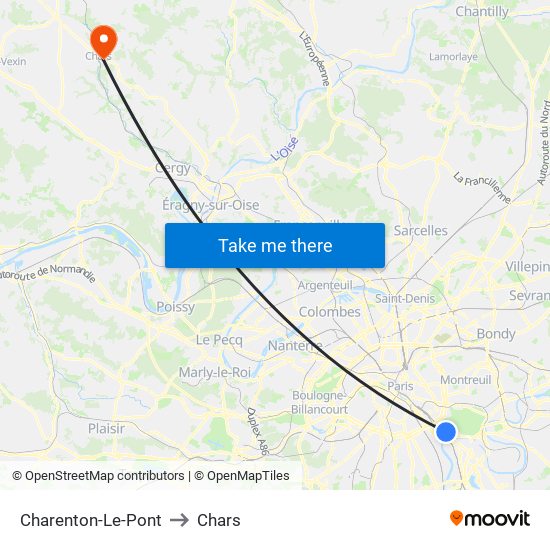 Charenton-Le-Pont to Chars map