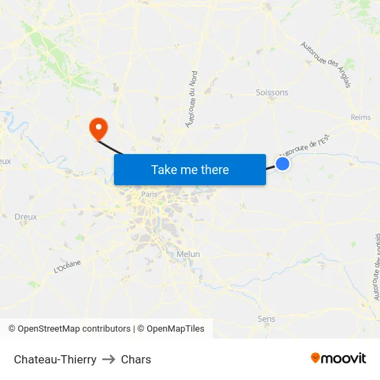 Chateau-Thierry to Chars map