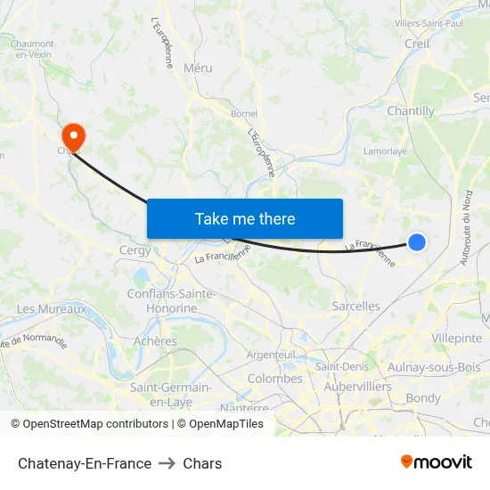 Chatenay-En-France to Chars map