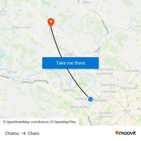 Chatou to Chars map