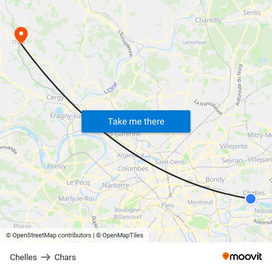 Chelles to Chars map