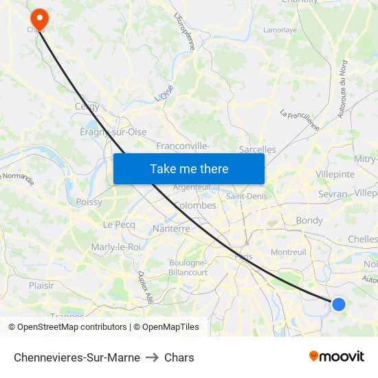 Chennevieres-Sur-Marne to Chars map