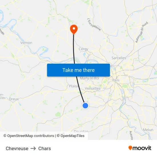 Chevreuse to Chars map