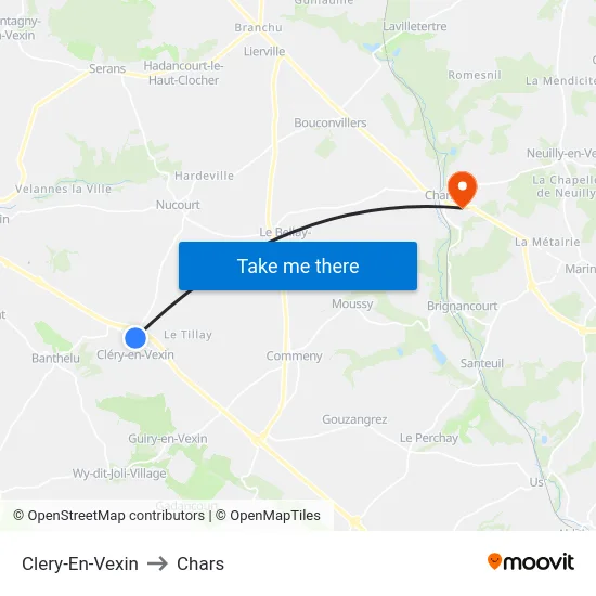 Clery-En-Vexin to Chars map