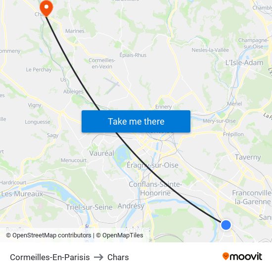 Cormeilles-En-Parisis to Chars map