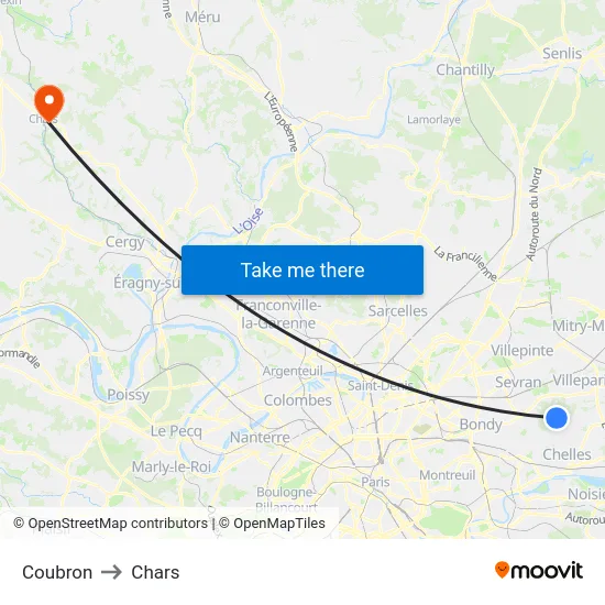 Coubron to Chars map