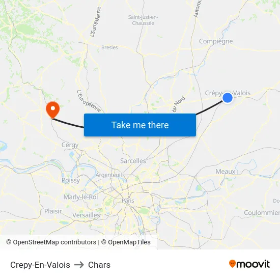 Crepy-En-Valois to Chars map