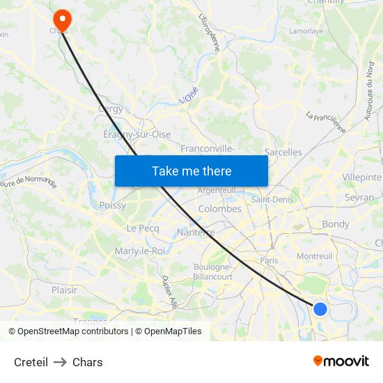 Creteil to Chars map
