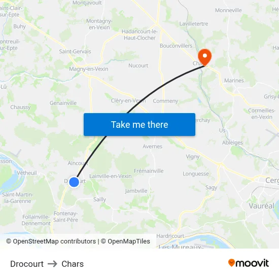 Drocourt to Chars map