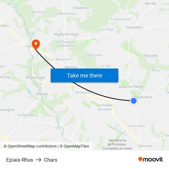 Epiais-Rhus to Chars map