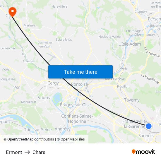 Ermont to Chars map