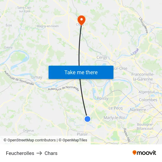 Feucherolles to Chars map