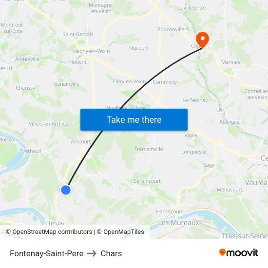 Fontenay-Saint-Pere to Chars map
