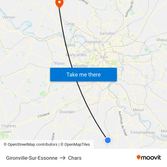 Gironville-Sur-Essonne to Chars map