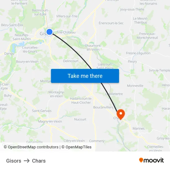 Gisors to Chars map