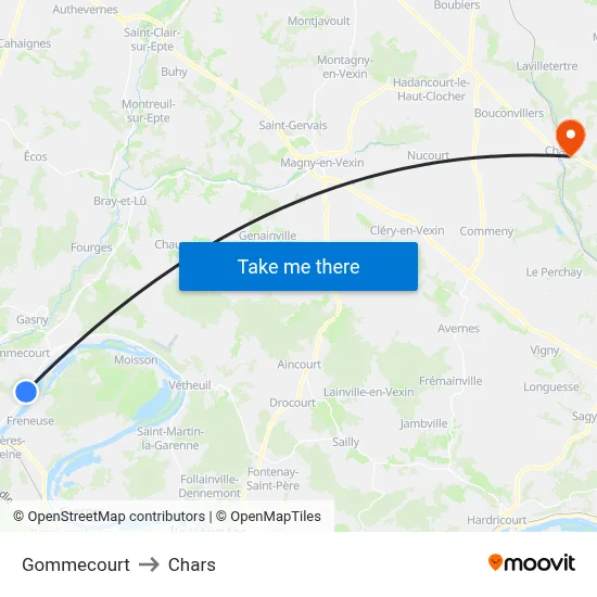 Gommecourt to Chars map