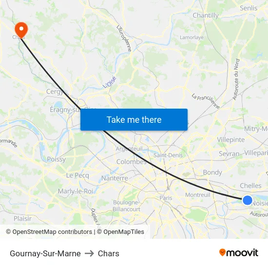 Gournay-Sur-Marne to Chars map