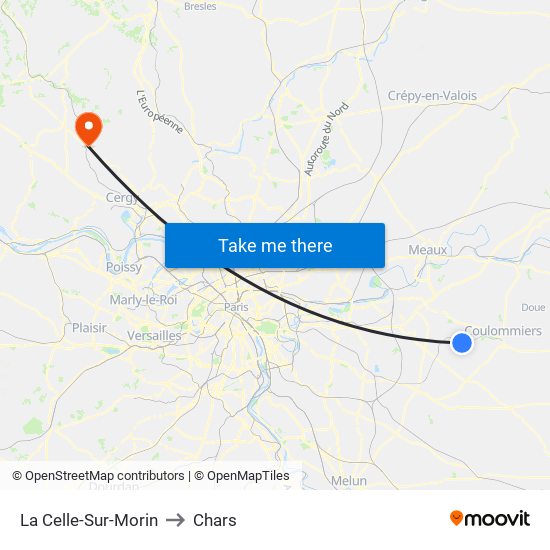 La Celle-Sur-Morin to Chars map