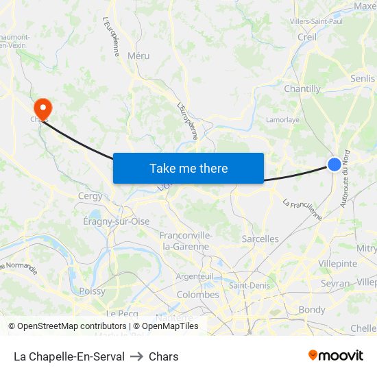 La Chapelle-En-Serval to Chars map