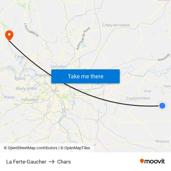 La Ferte-Gaucher to Chars map