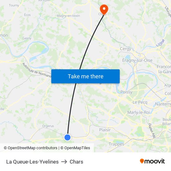 La Queue-Les-Yvelines to Chars map