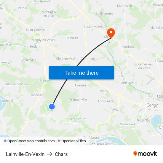 Lainville-En-Vexin to Chars map