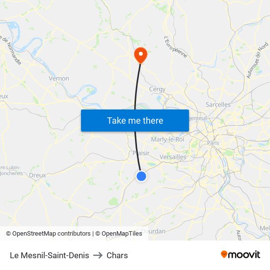 Le Mesnil-Saint-Denis to Chars map
