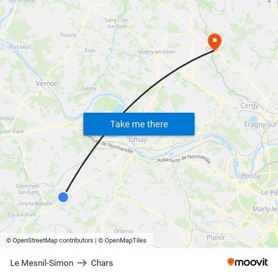 Le Mesnil-Simon to Chars map