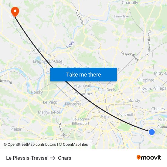 Le Plessis-Trevise to Chars map