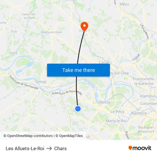 Les Alluets-Le-Roi to Chars map