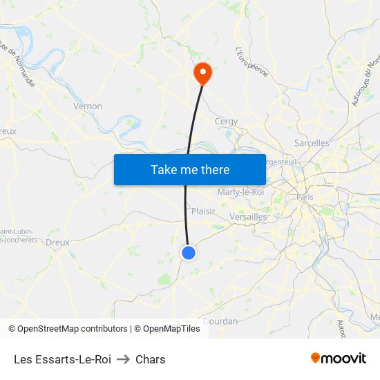 Les Essarts-Le-Roi to Chars map