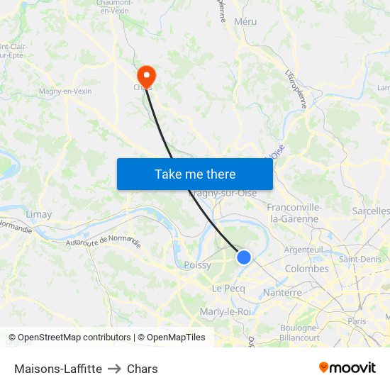 Maisons-Laffitte to Chars map