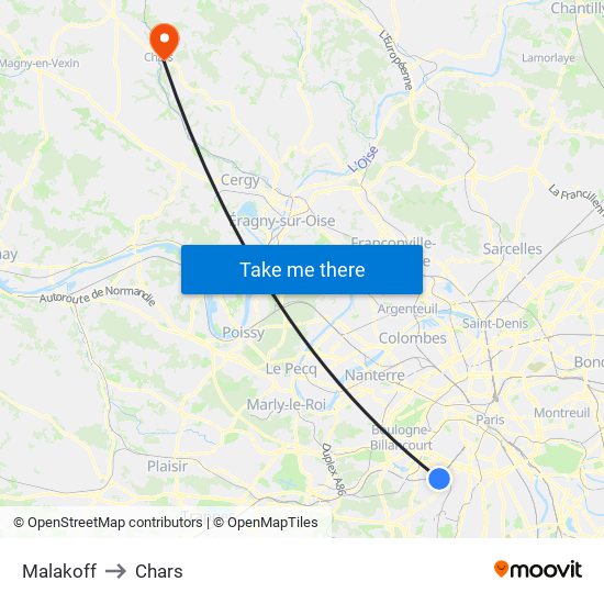 Malakoff to Chars map