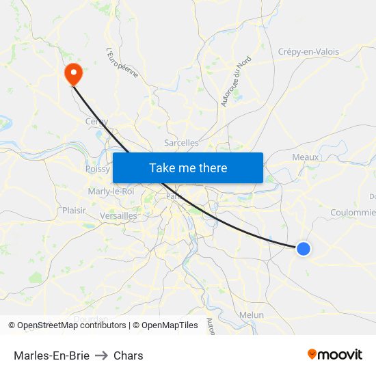 Marles-En-Brie to Chars map