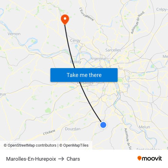 Marolles-En-Hurepoix to Chars map