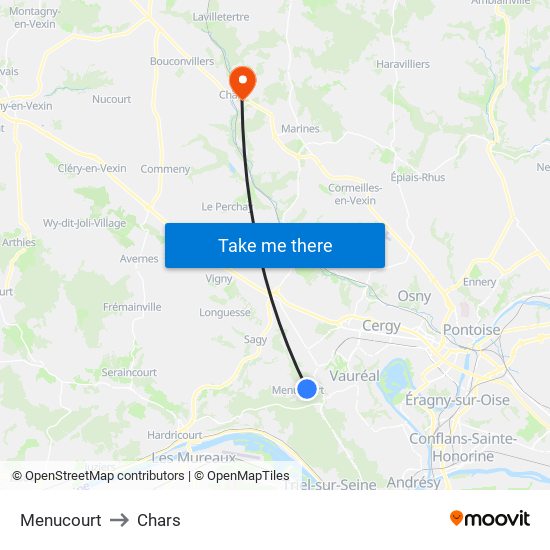 Menucourt to Chars map