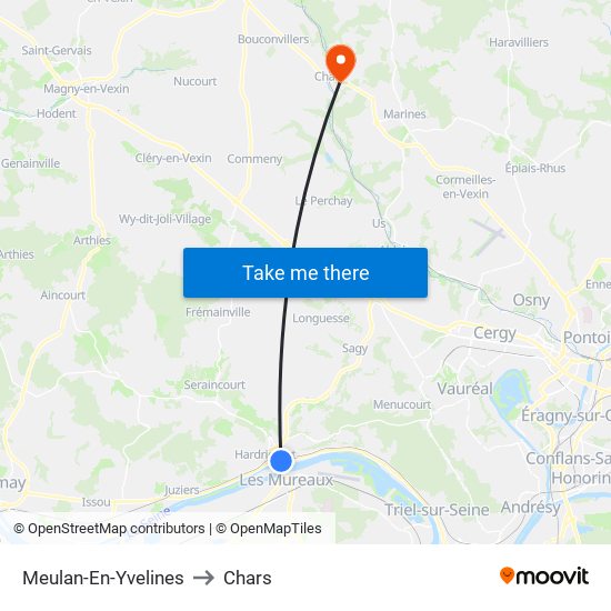 Meulan-En-Yvelines to Chars map
